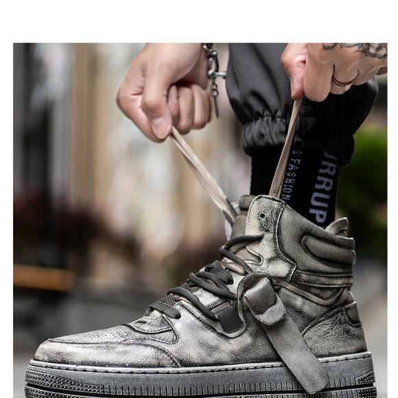 Thick-soled high-top shoes men\'s shoes sneakers mid-top Martin boots boots men